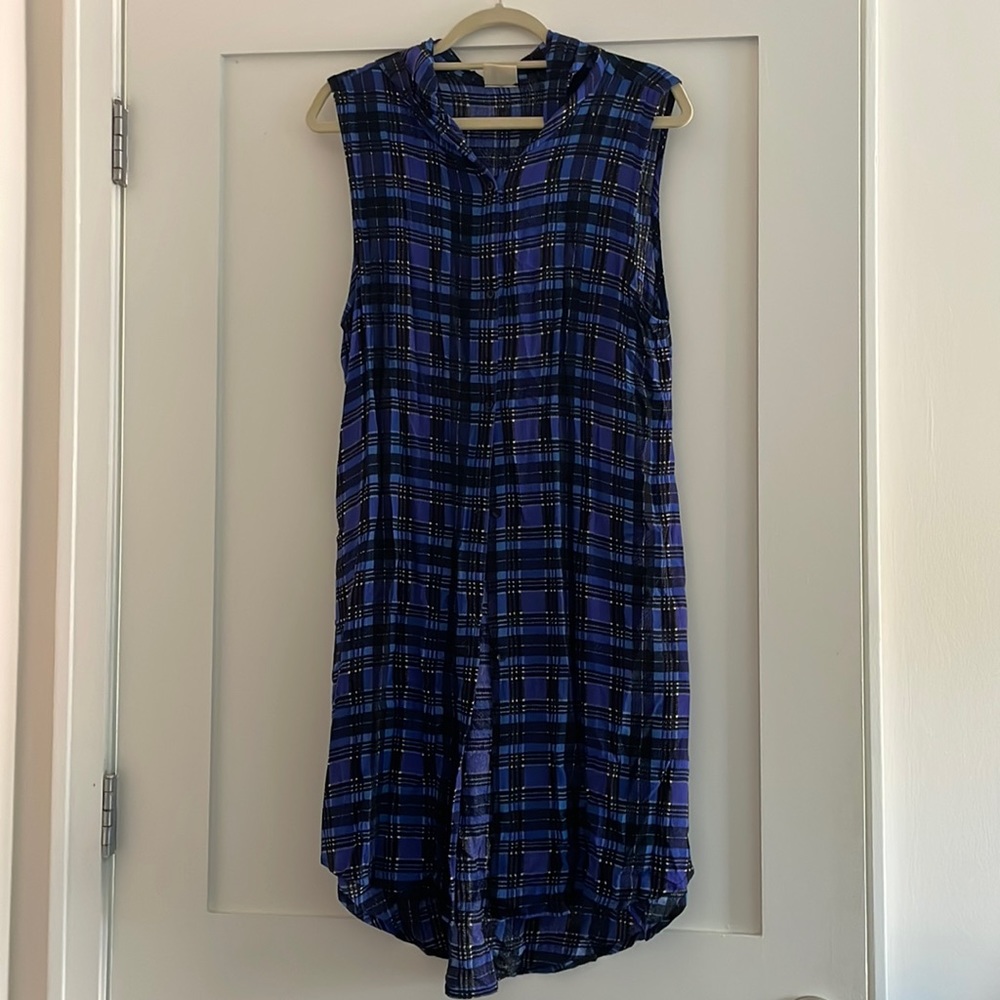 H.I.P. Blue and Black Plaid Layering Top